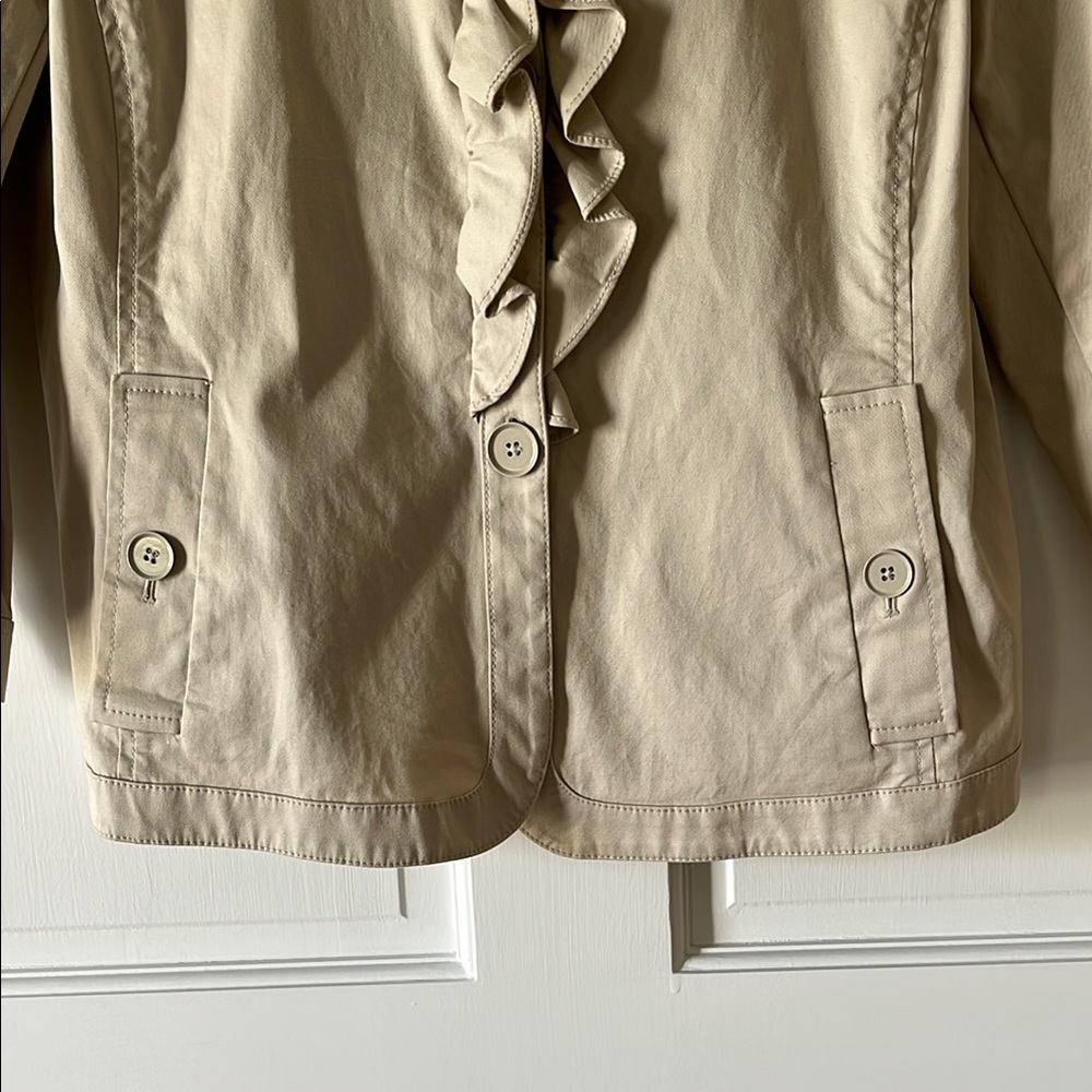 Talbots Cream Ruffled Collarless Jacket - Picture 5 of 7